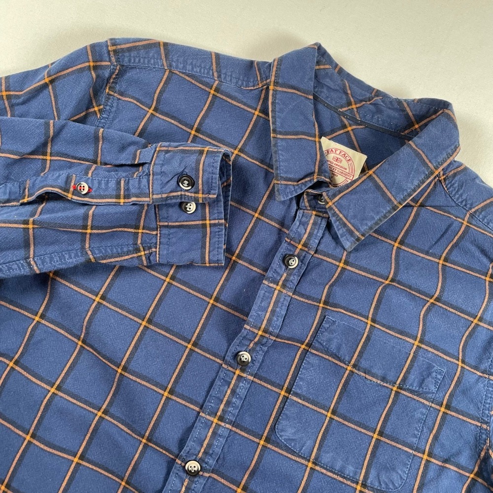 Fat Face Men's XXL Plaid Button Up Shirt‎ Long Sleeve Blue Orange